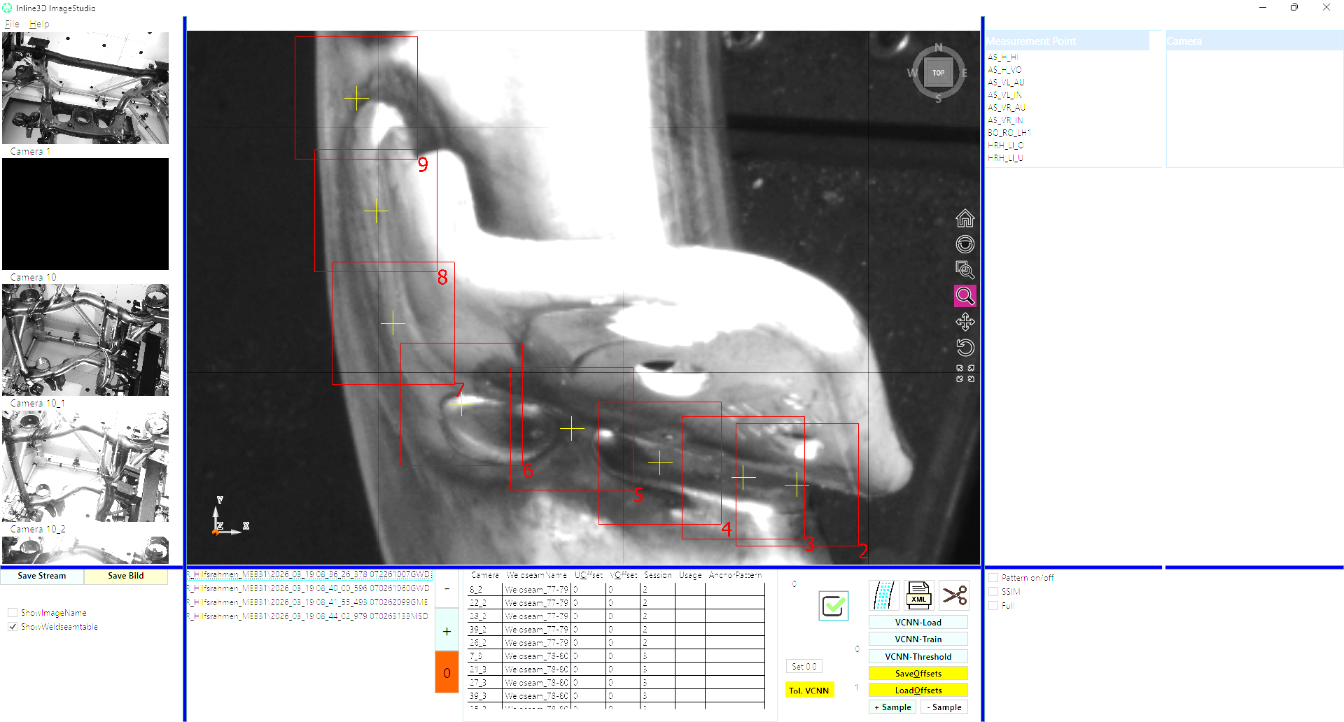 NOT OK seam: Interrupted seam, defect circled in yellow