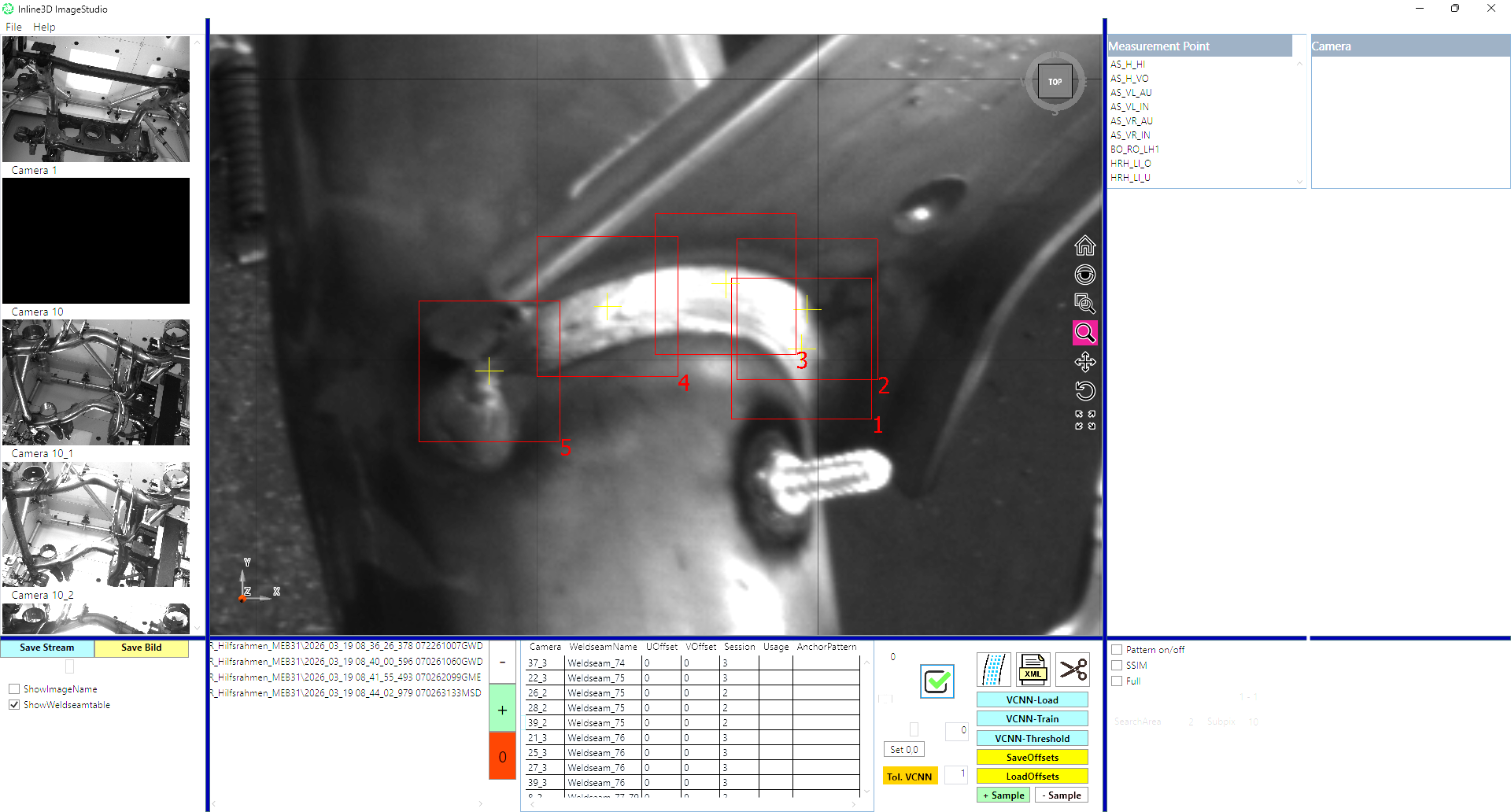 NOT OK seam: Interrupted seam, defect circled in yellow