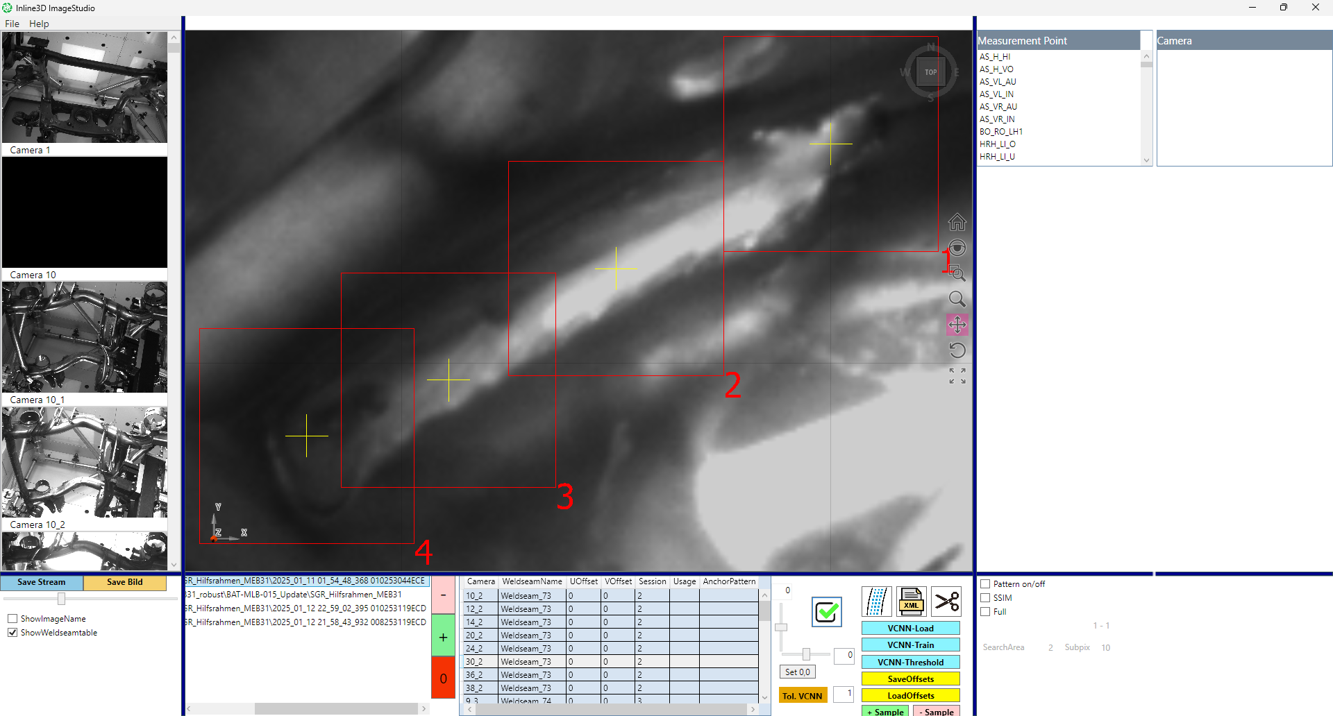 NOT OK seam: Incorrect seam length, defect circled in yellow