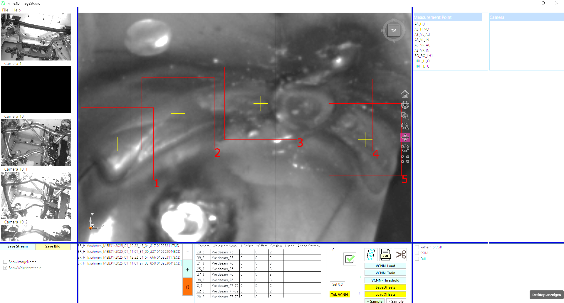 NOT OK seam: Re-welded seam, defect circled in yellow