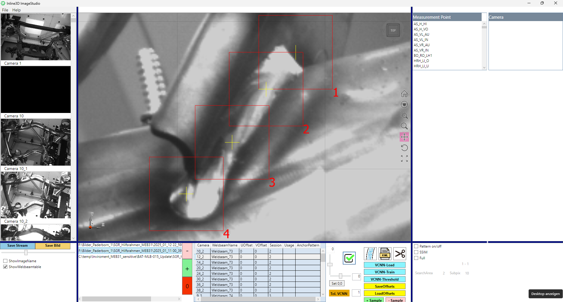 NOT OK seam: Incorrect seam thickness, defect circled in yellow