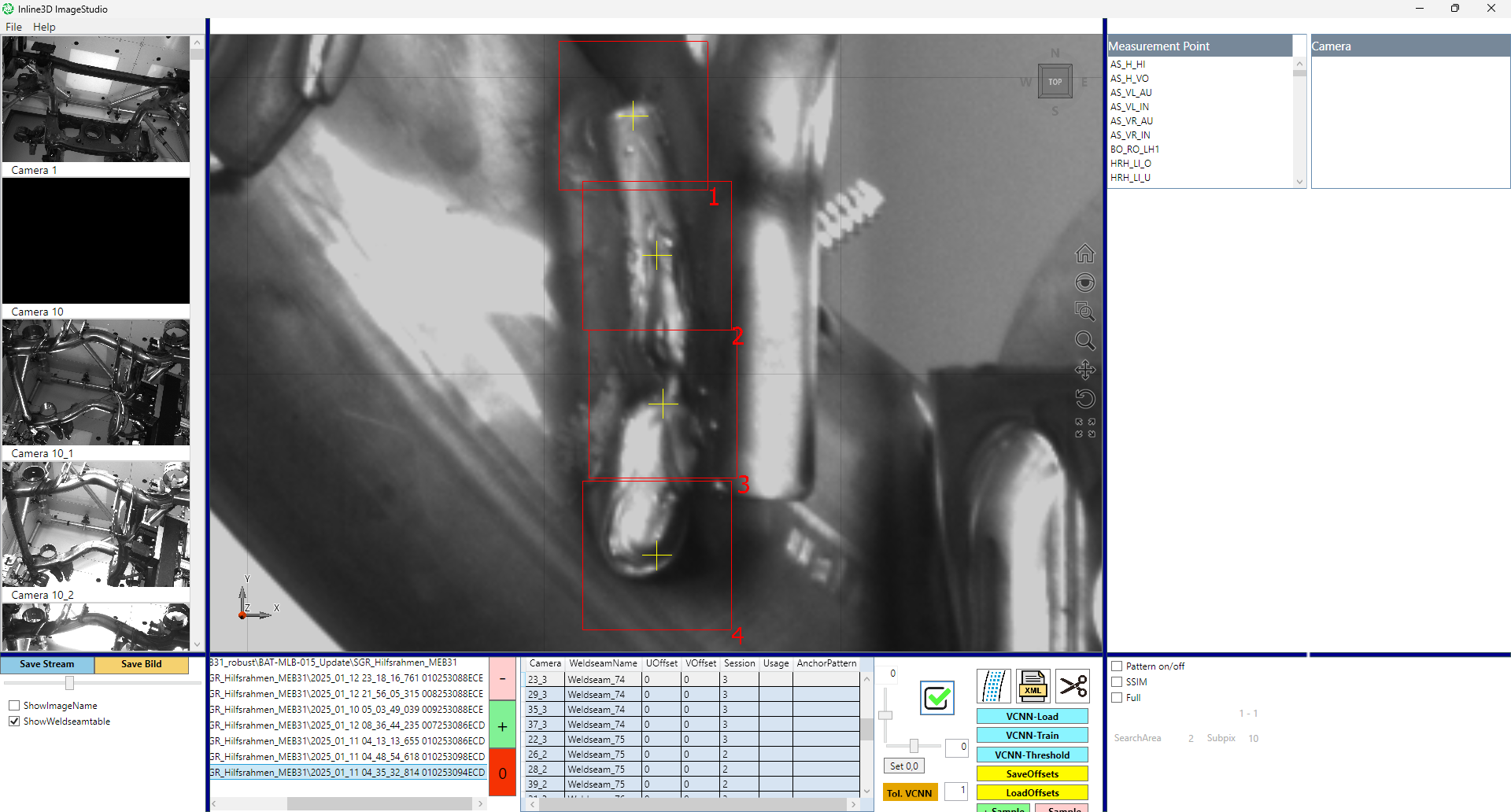 NOT OK seam: Interrupted seam, defect circled in yellow