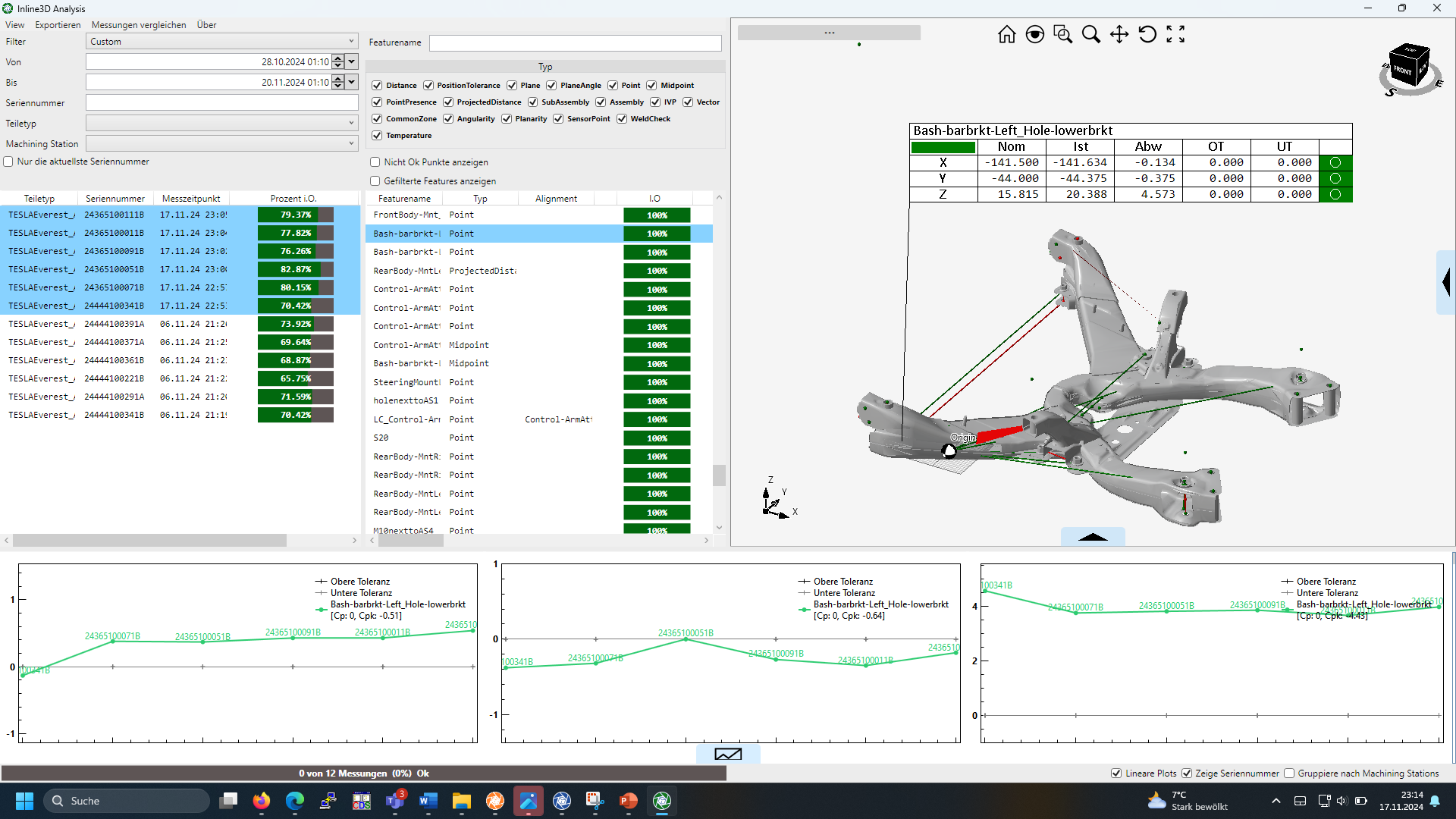 Inline3D measurement analysis software